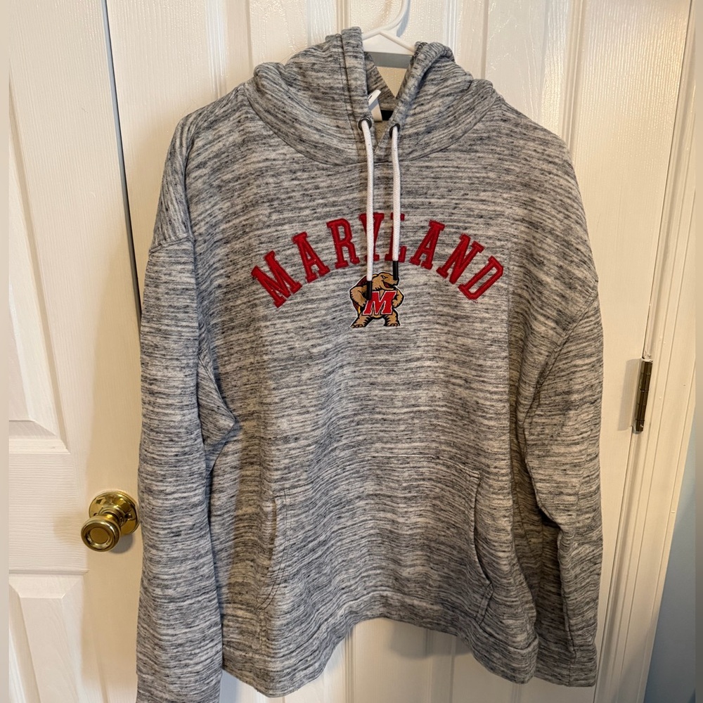 Champion Maryland Women's XL Grey Cotton Long Sleeve Hoodie